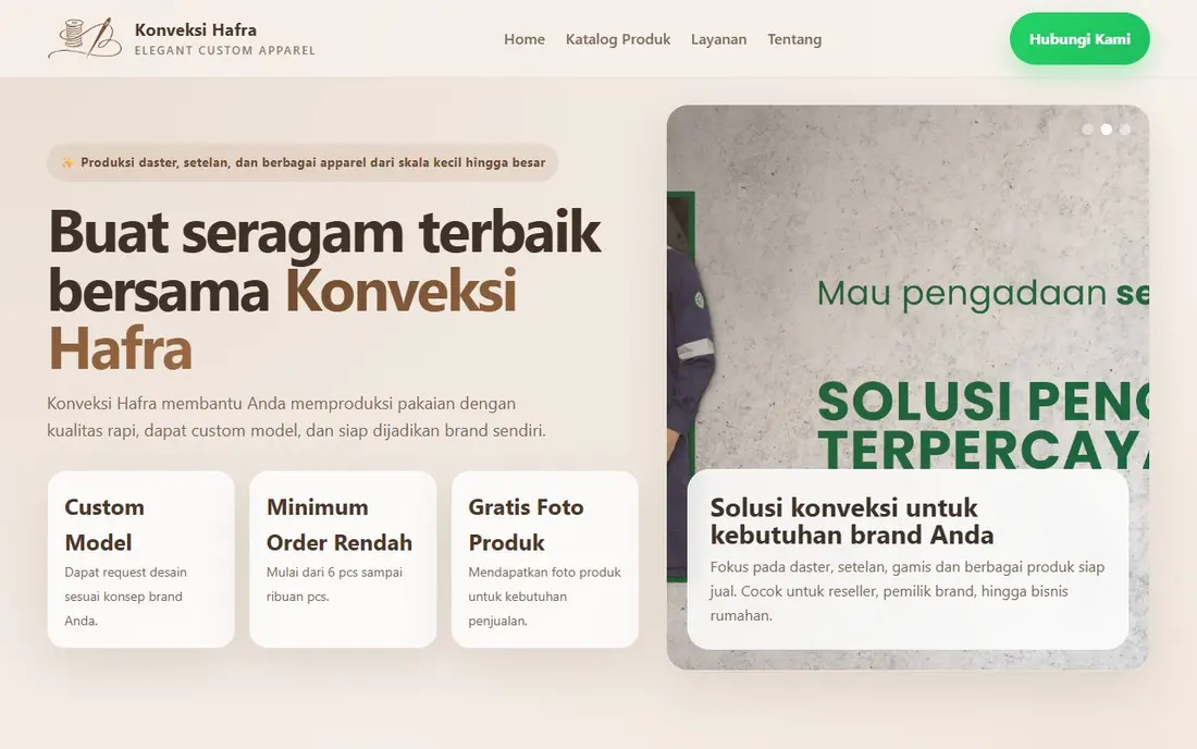 Contoh landing page Lazwan Digital Studio